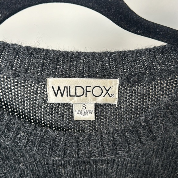 Wildfox Dark Gray Knit Wool Blend Distressed Sweater Caffeine Machine Size Small - Picture 4 of 9